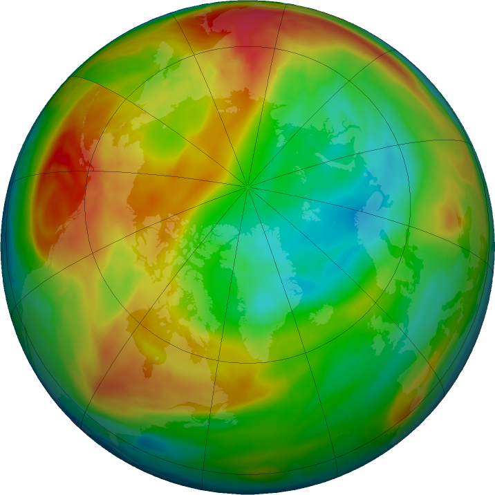 Arctic ozone map for 29 January 2018